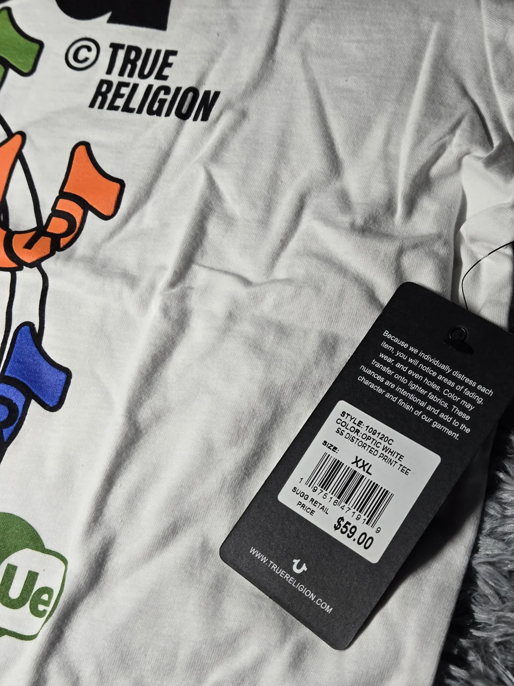 True Religion Men's Distorted Print T-Shirt Size XXL